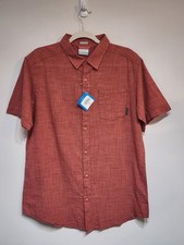 NWT Columbia Mens Button Down Shirt Sz M Regular Fit Short Sleeve 100 Cotton