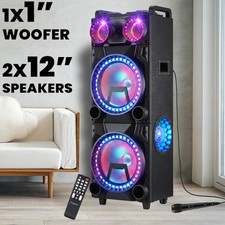 Dual 12  Woofer 1  Tweeter Party Bluetooth Speaker System Disco Light TWS FM Mic