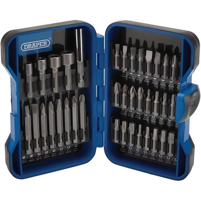 Draper 37 Stück Einsatz Bit Set Schraubendreher Bits & Halter Koffer 1/4'' Sechskantantrieb