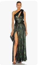 Retrofe te Green/Black One Shoulder Asymmetrical Andrea Gown NWT 