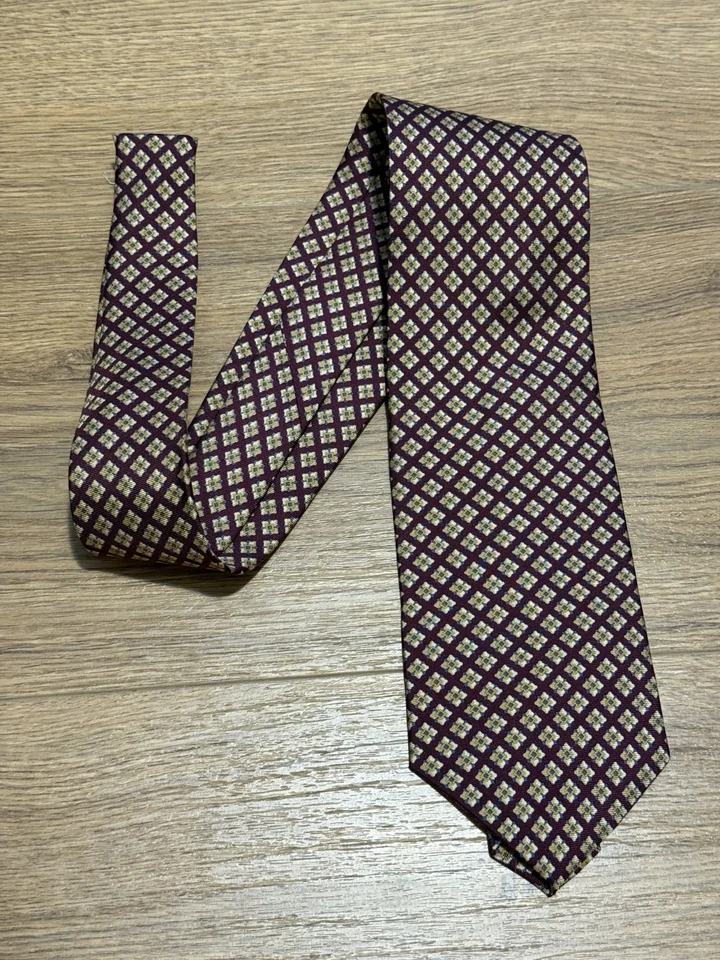 Cravatta Lands’End in seta Vintage Nos Lands'End silk regular tie Nos bordeaux - Imagen 3 de 4