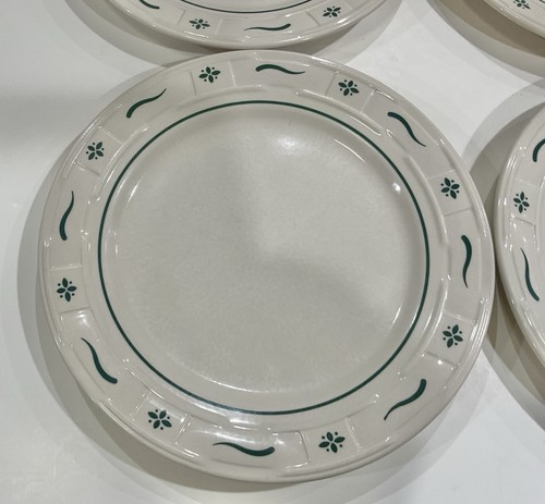 Longaberger Woven Traditions Classic Heritage Green Set of 4 Dinner Plates 10 - Picture 3 of 10