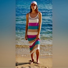 Z Supply stripe midi dress size medium resort wear coatsal beach