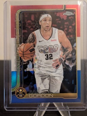 2025-26 Topps Chrome Red White & Blue Aaron Gordon #100 NUGGETS !Look Photo 2!
