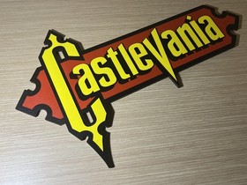 READ INFO - Castlevania Logo Sign in Wood Wall Display, Nintendo NES SNES