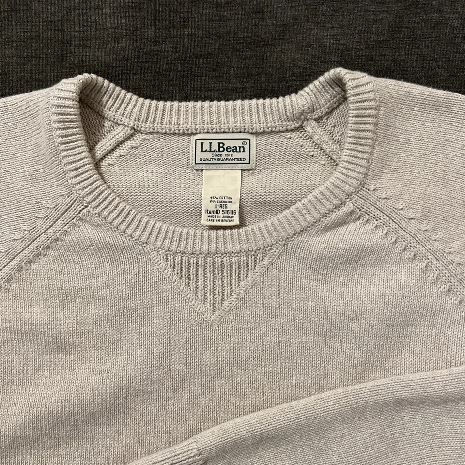L.L. Bean Men's Sweater Size Large Beige Ventage Cashmere Cotton ItemID 516116 - Image 3 of 4