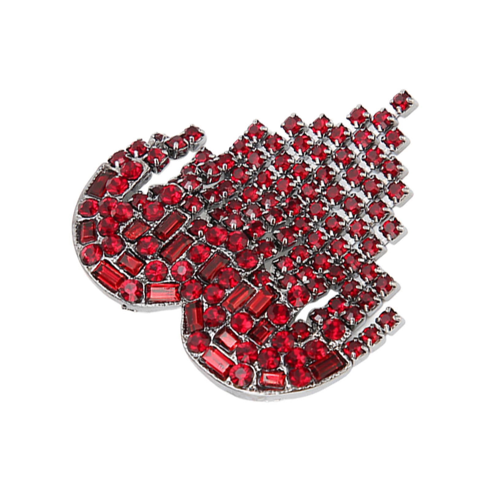 Heart Shaped Tassel Brooch Shiny Alloy Red Rhinestones Brooch Pin Jewelry Fo HEN
