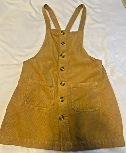 Blue Spice Corduroy Overall Dress XL Mustard Yellow Jumper Skirt Boho Grunge