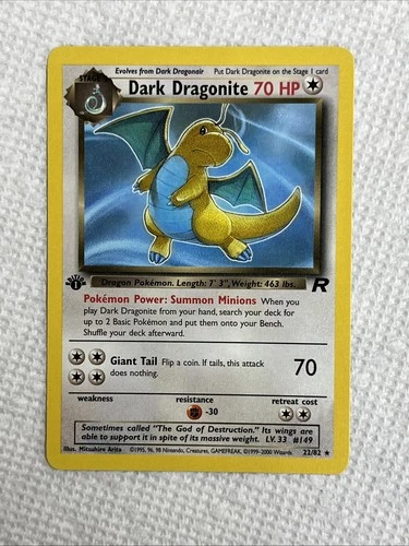 2000 Pokémon Team Rocket Dark Dragonite 1st Edition 22/82 Free Shipping