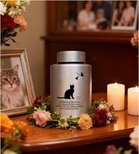 Pet Cremation Urns for Cats Ashes, Up to 60 lbs Cat Memorial Gray-cat Memory