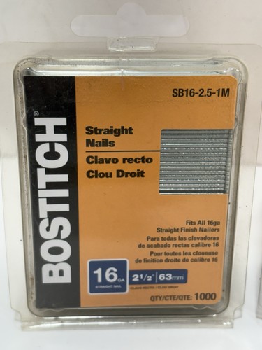 Lot Of 2 Stanley Bostitch 2" 16GA SB16-2.00-1M Straight Finish Nails Bright 2000 - Picture 2 of 4