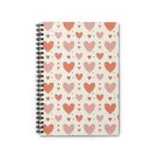 Watercolor Heart Pattern Spiral Notebook  Ruled Lined Journal