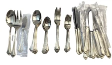 Set 54 Pieces Stainless Steel Flatware Forks Spoons Knives Serving Silverware