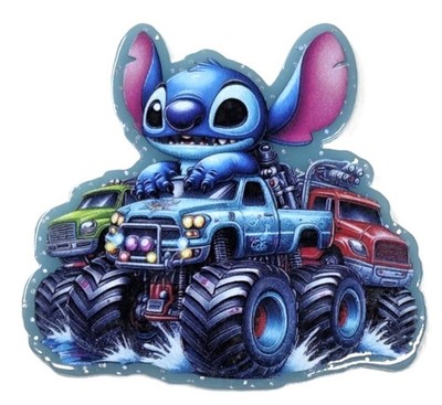 5 Pc Stitch Monster Truck  - Acrylic Flatback Charms Badge Reels & DIY Crafts