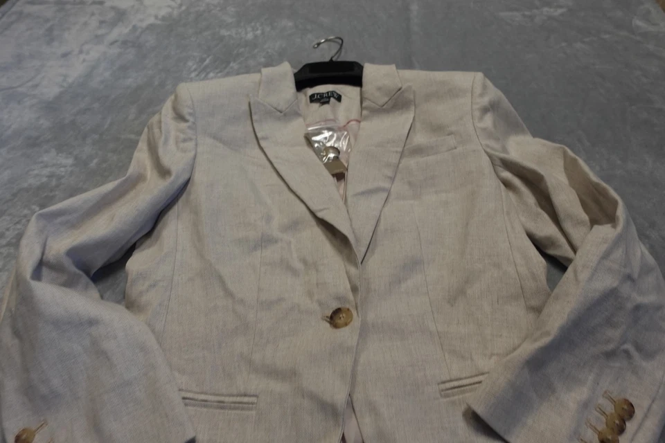 NWT J.Crew Size 10 Petite Flaxy Ivory Stretch Linen Blend Alexandra Blazer NWT - Image 2 of 4