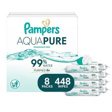 Baby Wipes Pampers Aqua Pure 99 Water Fragrance Free 56 Count Pack Unscented
