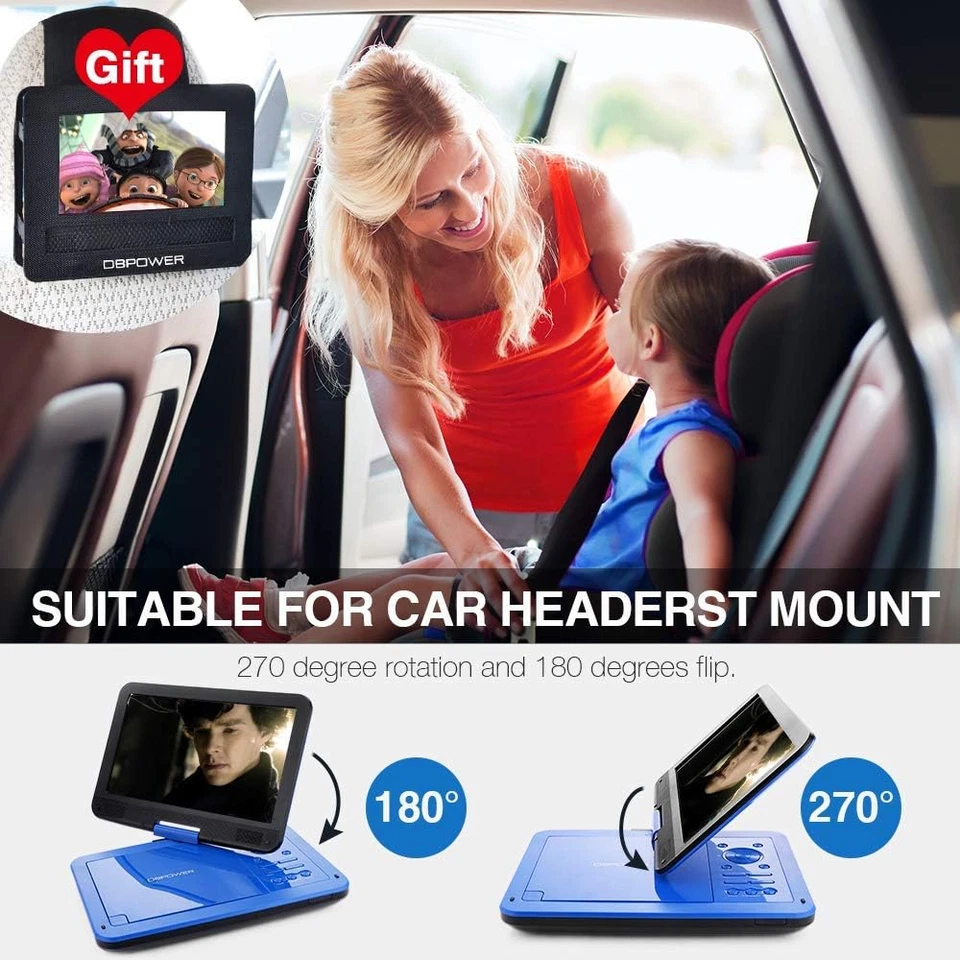DBPOWER 12.5" Portable DVD Player with 10.5" Swivel Screen Car Built-In 5 Hours - Image 3 of 4