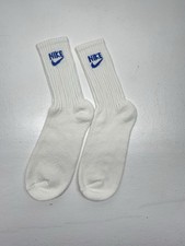Vtg 90s Nike Socks White Blue Swoosh Logo 10-13 Tube Crew