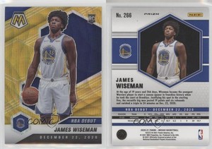2020-21 Panini Mosaic NBA Debut Gold Wave Prizm James Wiseman #266 Rookie RC