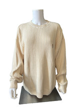 Vintage Chaps Ralph Lauren Mens Sweater large Handframe cream Long Sleeve