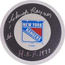 Chuck Rayner Autographed Rangers Hockey Puck (HOF 1973) JSA CK72210