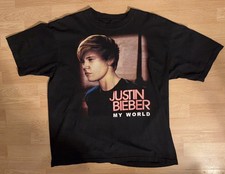 Justin Bieber My World Album Cover Y2K Pop Music Merch JB Vintage T-Shirt XL
