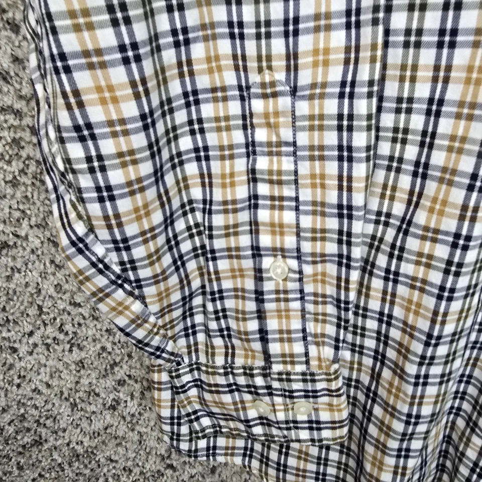 Jos A Bank Shirt Mens Large Navy Blue Button Down Plaid Long Sleeve Cotton - Image 3 of 4