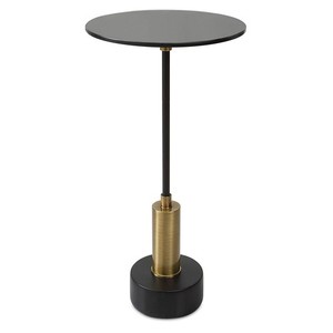 Uttermost Spector Accent Table 25242 Brushed Brass Black Marble Glass Top