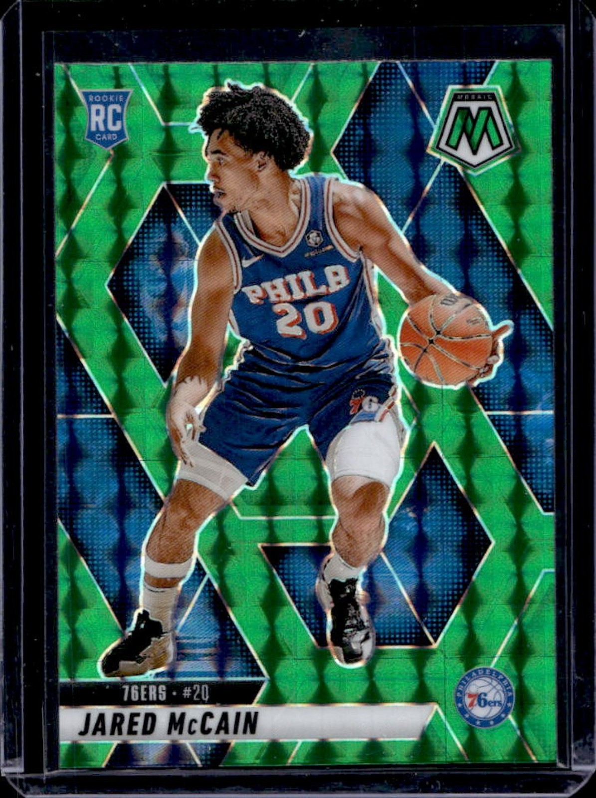 2024-25 Panini Mosaic Jared McCain RC Green Mosaic Rookie #228 76ers
