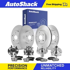 Front Rear Brake Rotors Ceramic Pads Hubs for 2006-2007 Honda Accord 3.0L