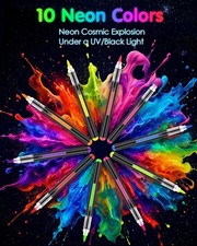 10 Neon UV Glow Face Body Paint Markers - Vibrant Makeup Pens for Parties