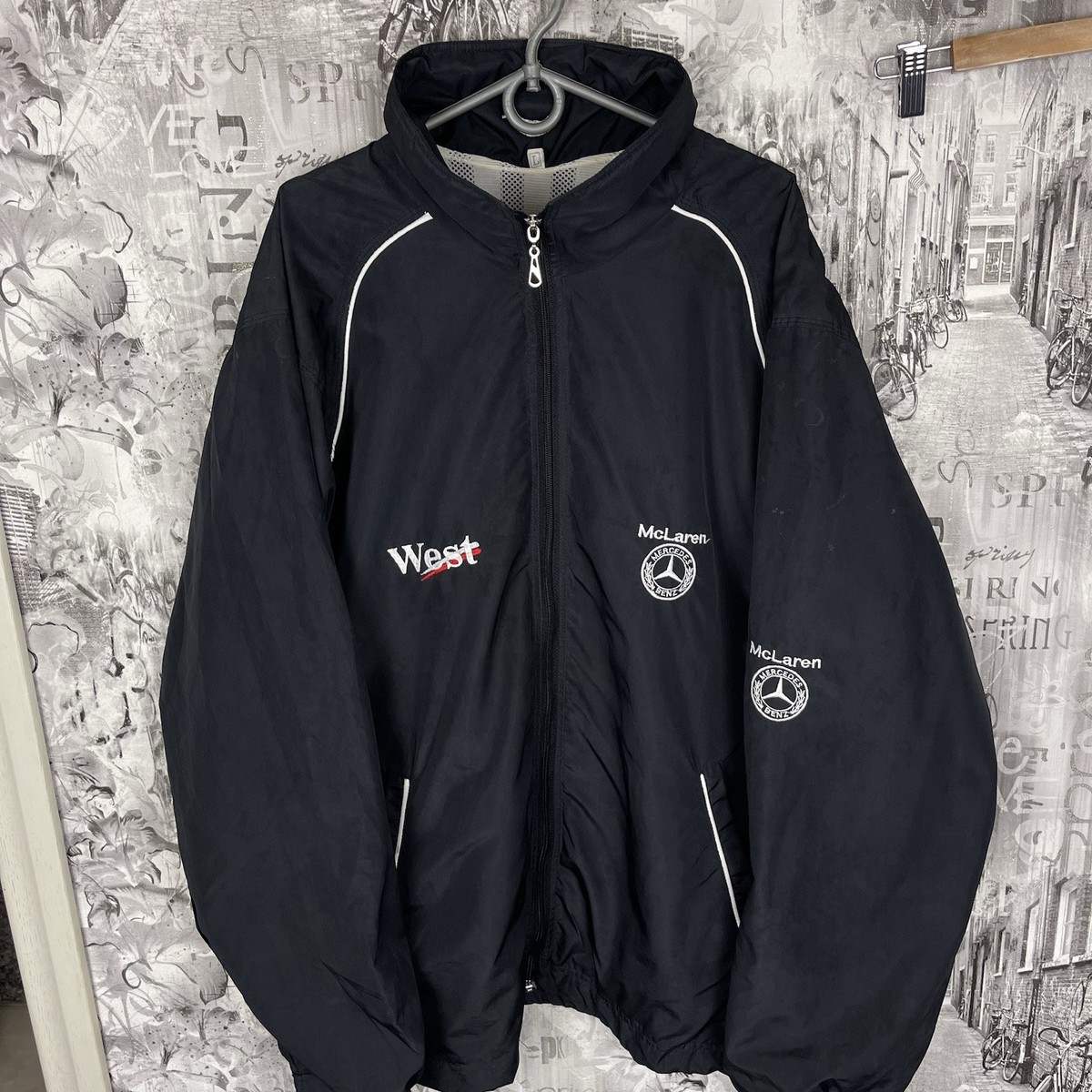 Vintage McLaren Mercedes West F1 Team Black Jacket Size L Racing