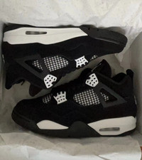 New Nike Air Jordan 4 Retro White Thunder Black Men's Brand Shoes