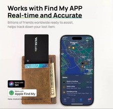 Wallet Finder RFID Blocking Card IP68 Item Tracker Works with Apple Find My APP