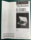 Technics SL-1200 SL-1210 MK2 Turntable Owners User Manual Original