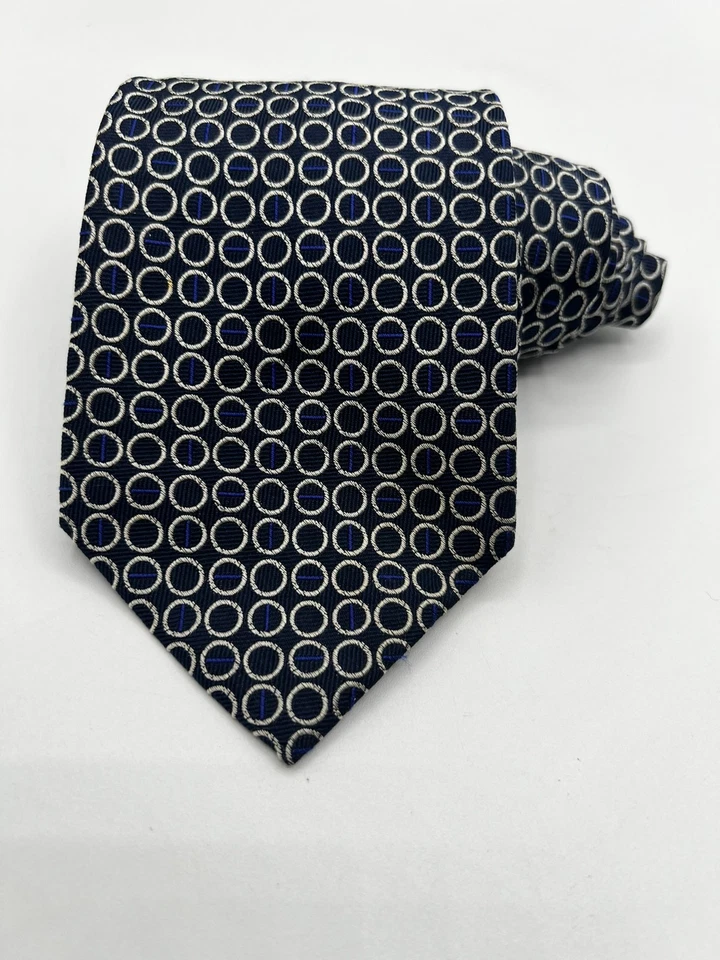 Corbata Lauren Ralph Lauren Azul Punto Círculo 100% Seda Hecha en EE. UU.:3,625" L:57" Foto 4 de 4
