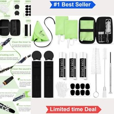 Clarinet Cleaning Kit 23 Piece Set Swab Reed Boxes Cork Grease Thumb Rest Cloth