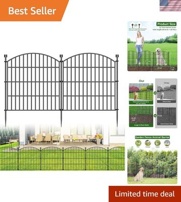 Durable 10 Panel No Dig Garden Fence - 24 In H x 20 Ft L for Pets and Gardens