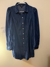 Express Denim Long Sleeve Shirt Dress Women's Size S