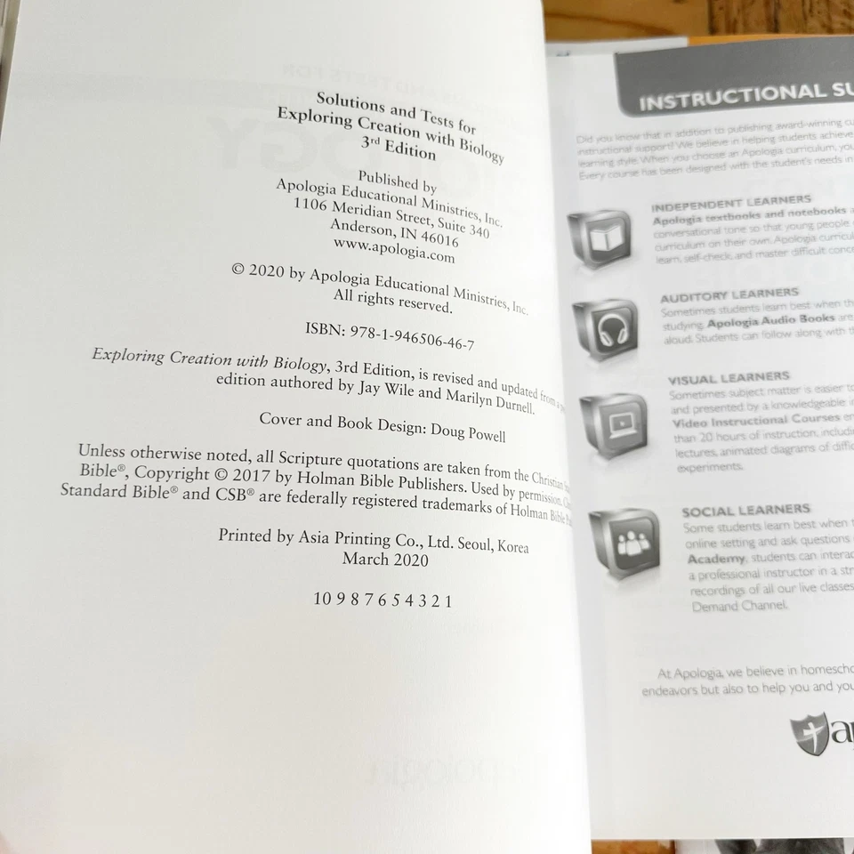 Apologia Exploring Creation with Biology 3rd Edition Textbook Tests Solutions - Image 3 of 4