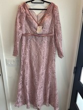 Ballbella Pink Beaded Long Sleeve Evening Gown Mother of the Bride Dress Sz 14