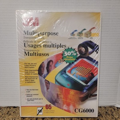 NEW 3M Multipurpose Transparency Film Letter Size 8.5 x 11 65 Ct. CG6000 SEALED