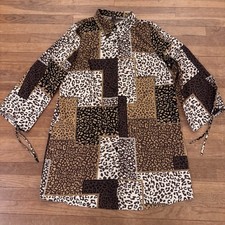 SHEIN  animal print button-down tunic blouse knee length dress size XL b71