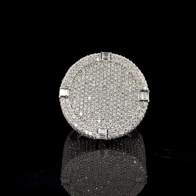 925 Sterling Silver 8CT Round Cut Moissanite Men's Wedding Engagement Pinky Ring