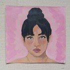 Original Zoey Portrait Acrylic Painting L Langford Signed Paper Art 2024 — photo 1