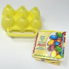 NOS JELLO Jigglers Plastic Patterned Egg Mold Yellow Recipes Spring Easter