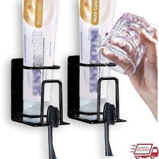 Stainless Steel Wall Mount Toothbrush Holder 3 in 1 Cup Storage Organizer New
