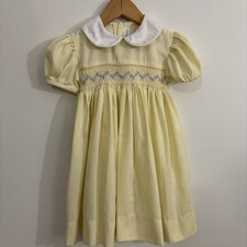 Vintage House Of Hatten Smocked Toddler Girl Dress Yellow Floral Sz 4t