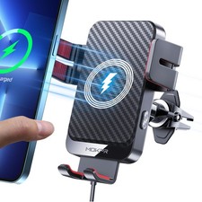 Wireless Car Charger 15W Fast Charging Auto-Clamping Air Vent Phone Mount