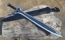 27'' Handmade Roman Gladius Sword, Full Tang Carbon Steel Blade, Leather Sheath